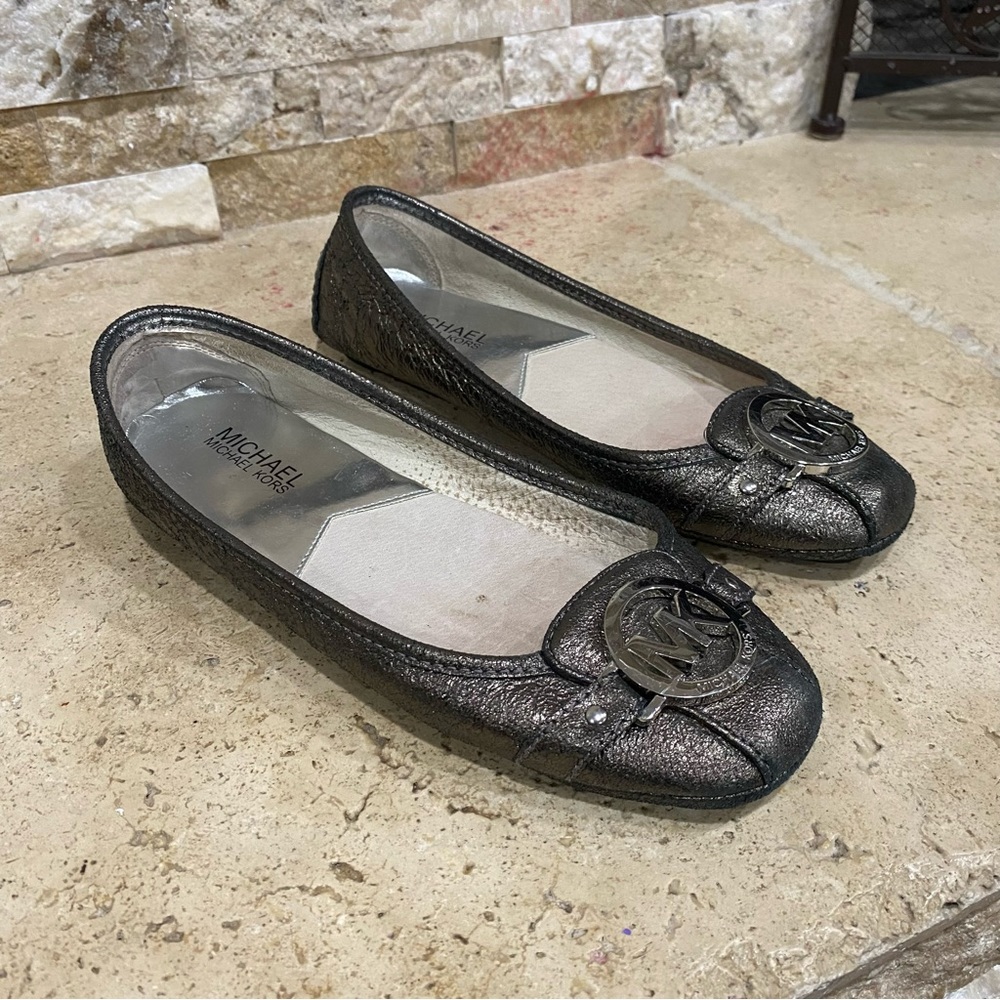 MICHAEL KORS FULTON MOC LEATHER BALLET FLATS Bronze Color  Women's Size 8.5